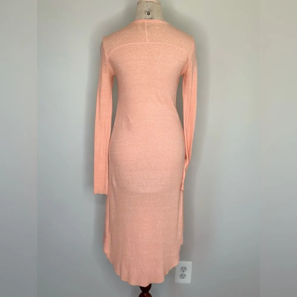 Free People Beach Ribbed Up Maxi Cardigan in Peach Size Medium